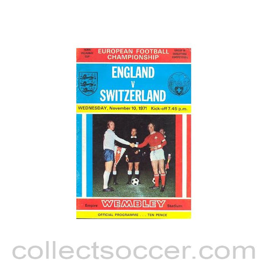 1971 England v Switzerland official programme 10/11/1971
