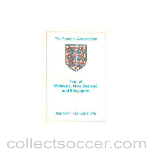 1978 - England Tour of Malaysia, New Zealand and Singapore brochure 28th May to 19 June 1978