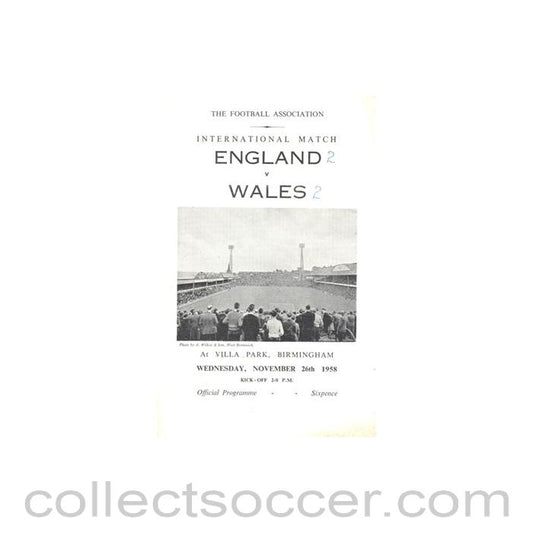 1958 England v Wales official programme 26/11/1958