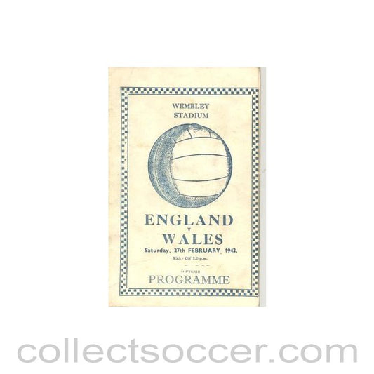 1943 England v Wales official programme 27/02/1943 pirate