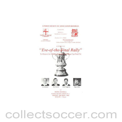 1993 - Arsenal v Sheffield Wednesday FA Challenge Cup Final 15/05/1993 Eve-of-the-Final-Rally programme