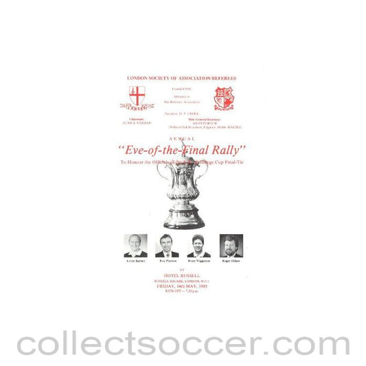 1993 - Arsenal v Sheffield Wednesday FA Challenge Cup Final 15/05/1993 Eve-of-the-Final-Rally programme