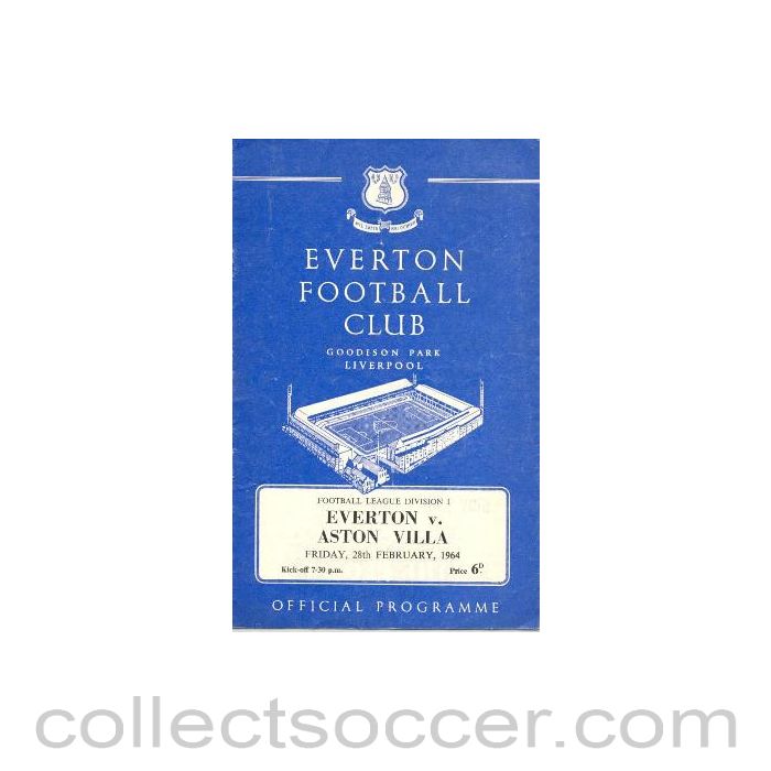 1964 - Everton v Aston Villa official programme 28/02/1964