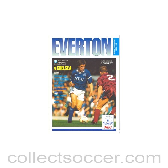 1992 - Everton v Chelsea official programme 02/05/1992