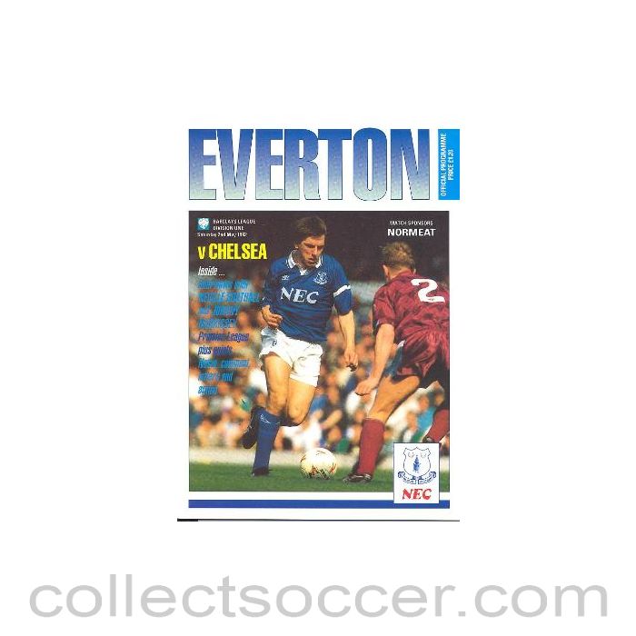 1992 - Everton v Chelsea official programme 02/05/1992