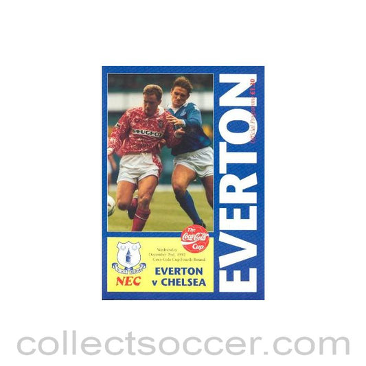 1992 - Everton vChelsea official programme 02/12/1992 Coca-Cola Cup