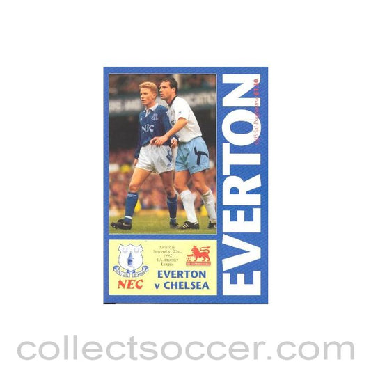 1992 - Everton vChelsea official programme 21/11/1992 Premier League