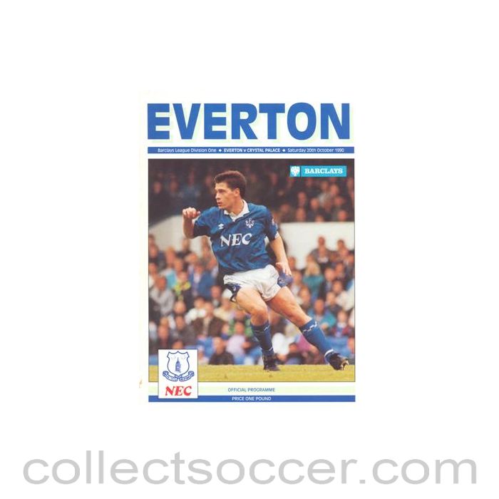 1990 - Everton v Crystal Palace official programme 20/10/1990