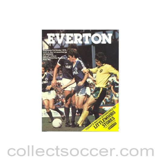 1979 - Everton v Feyenoord official programme 03/10/1979 UEFA Cup