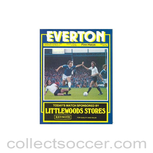 1978 - Everton v Finn Harps official programme 26/09/1978 UEFA Cup
