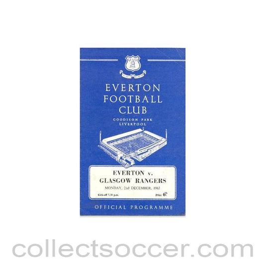 1963 - Everton v Glasgow Rangers official programme 02/12/1963