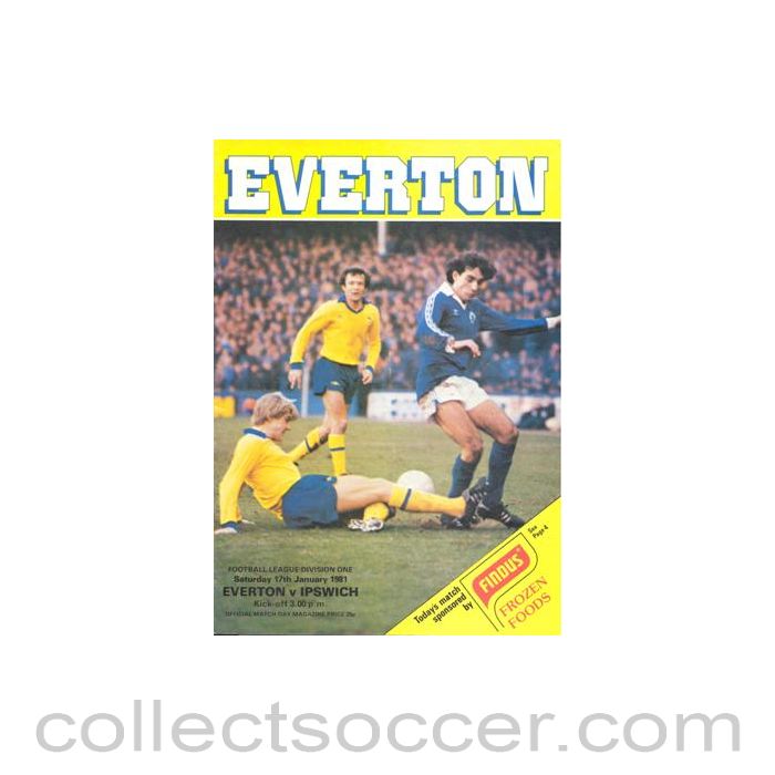 1981 - Everton v Ipswich official programme 17/01/1981 Football League