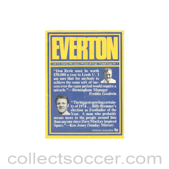 1974 - Everton v Leeds official programme 19/01/1974