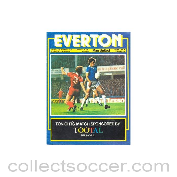 1978 - Everton v Manchester United official programme 21/11/1978