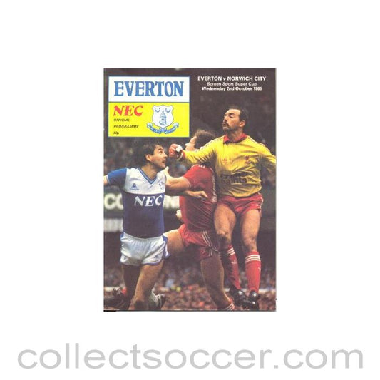 1985 - Everton v Norwich City official programme 02/10/1985 Screen Sport Super Cup