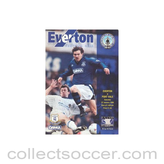 1996 - Everton v Port Vale official programme 27/01/1996 F.A. Cup