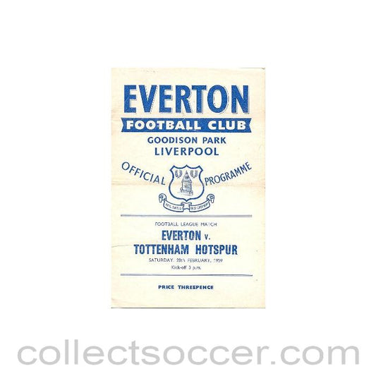 1959 - Everton v Tottenham Hotspur official programme 28/02/1959