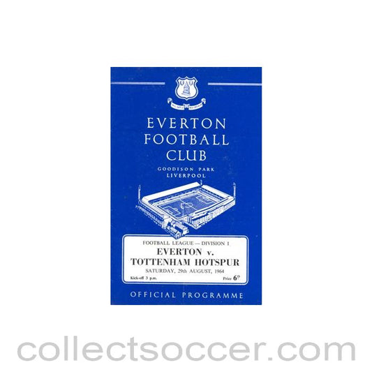 1964 - Everton v Tottenham Hotspur official programme 29/08/1964 Football League