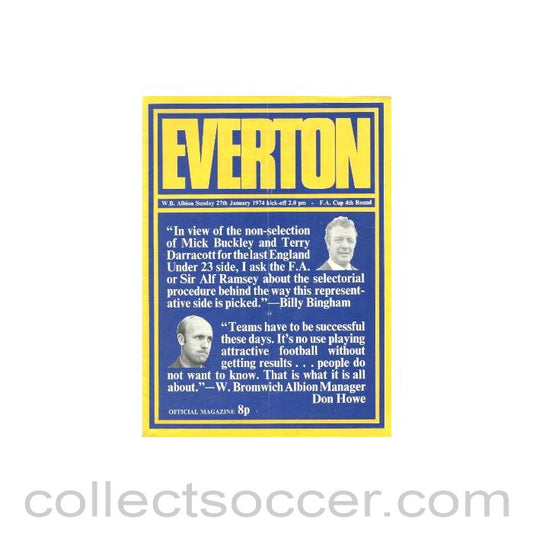 1974 - Everton v West Bromwich Albion official programme 27/01/1974