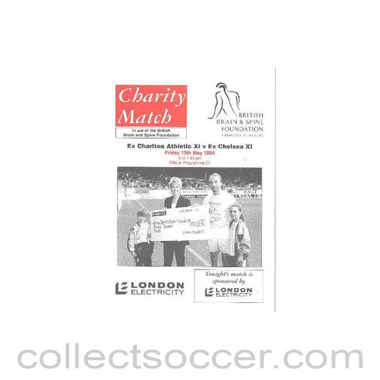 1994 - Ex Charlton Athletic XI v ExChelsea XI official programme 13/05/1994