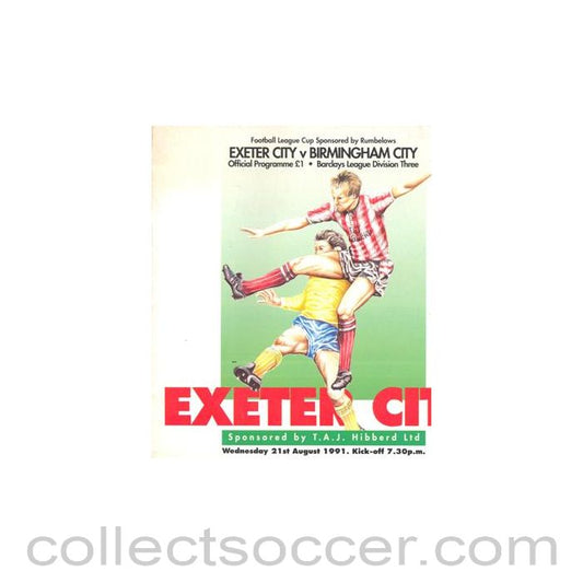 1991 - Exeter City v Birmingham City official programme 21/08/1991 Football League