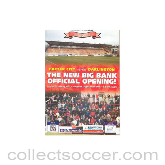 2000 - Exeter City v Darlington official programme 12/02/2000