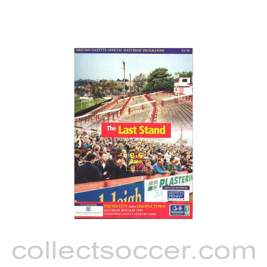 1999 - Exeter City v Halifax Town official programme 08/05/1999