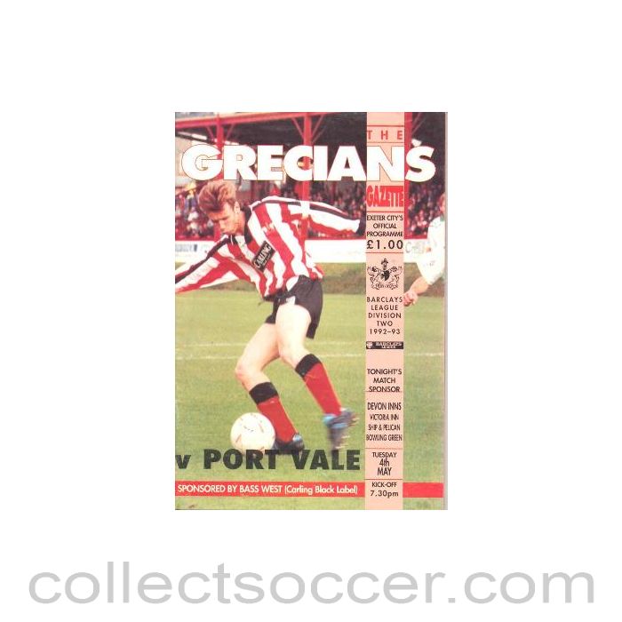 1993 - Exeter City v Port Vale official programme 04/05/1993 Football League