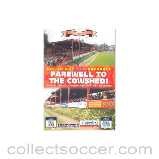 2000 - Exeter City v Rochdale official programme 29/01/2000