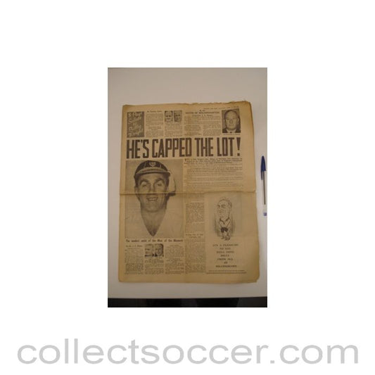 1959 - Express & Star newspaper of 11/04/1959 covering Billy Wright playing for England