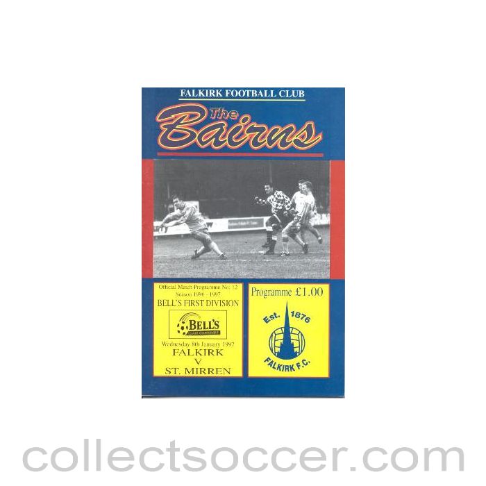 1997 - Falkirk v St. Mirren fficial programme 08/01/1997 Bell’s League
