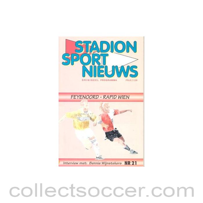 1996 Feyenoord v Rapid Vienna official programme 04/04/1996 European Cup