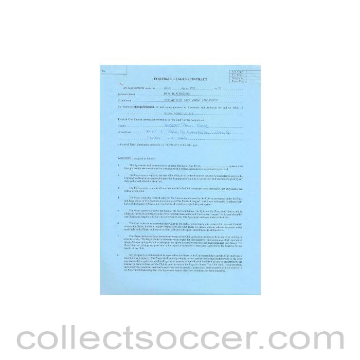1991 - Football League Player Contract between Robert Paul Gray and Wigan Athletic of 27/05/1991