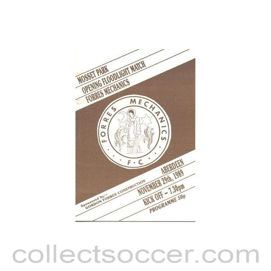 1989 - Forres Mechanics v Aberdeen official programme 29/11/1989 Friendly