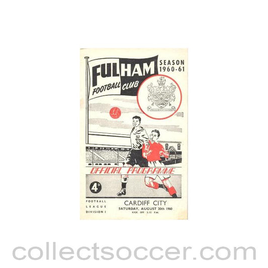 1960 - Fulham v Cardiff City official programme 20/08/1960