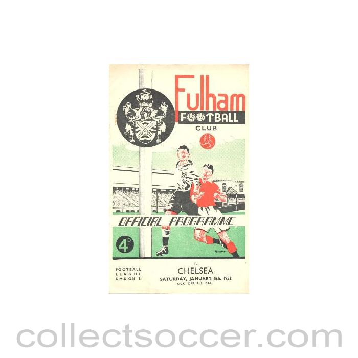 1952 - Fulham vChelsea official programme 05/01/1952