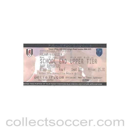 2002 - Fulham v Chelsea ticket 23/09/2002