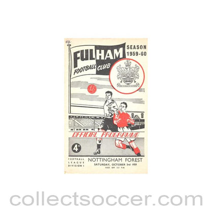 1959 - Fulham v Nottingham Forest official programme 03/10/1959 Football League
