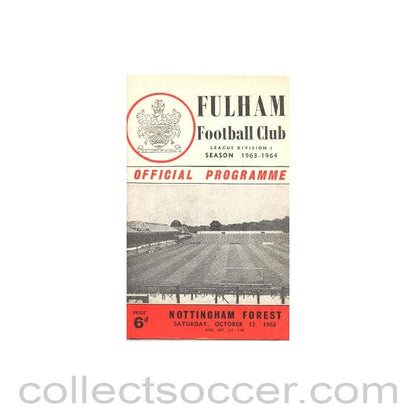 1963 - Fulham v Nottingham Forest official programme 12/10/1963