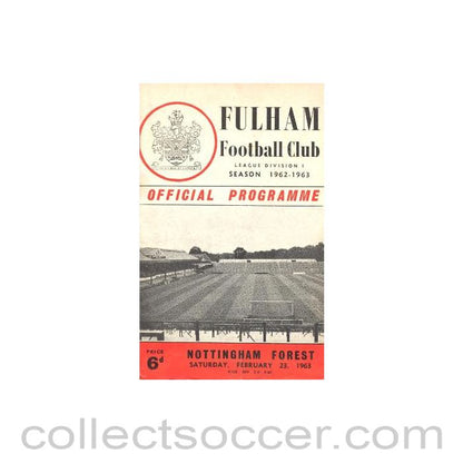 1963 - Fulham v Nottingham Forest official programme 23/02/1963