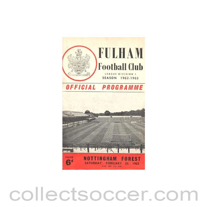 1963 - Fulham v Nottingham Forest official programme 23/02/1963