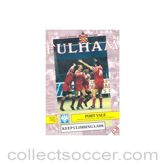 1993 - Fulham v Port Vale official programme 06/02/1993 Football League