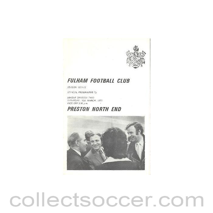 1972 - Fulham v Preston North End official programme 18/03/1972 Football League