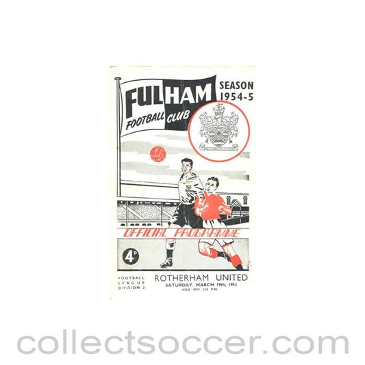 1955 - Fulham v Rotherham United official programme 19/03/1955 Football League