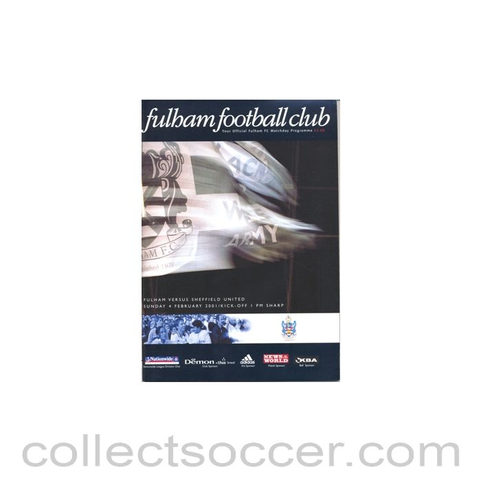 2001 - Fulham v Sheffield United official programme 04/02/2001
