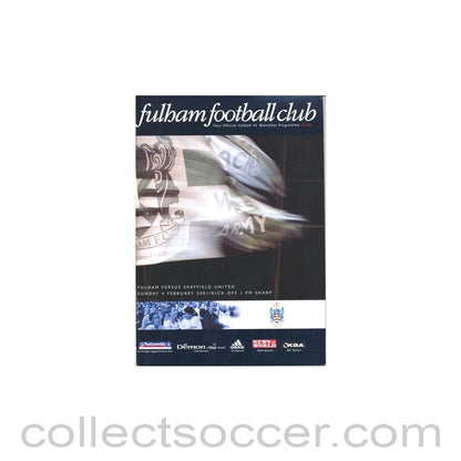 2001 - Fulham v Sheffield United official programme 04/02/2001