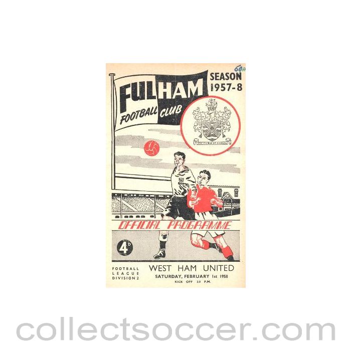 1958 - Fulham v West Ham United official programme 01/02/1958