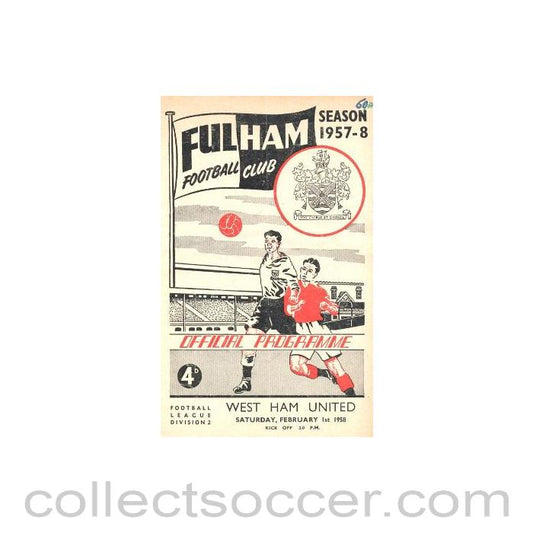 1958 - Fulham v West Ham United official programme 01/02/1958