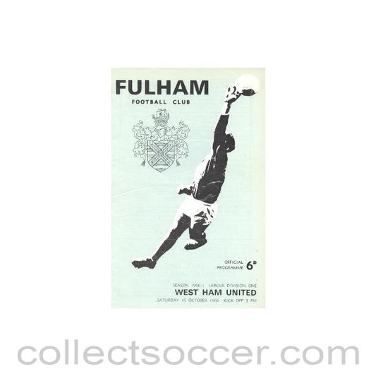 1966 - Fulham v West Ham United official programme 15/10/1966