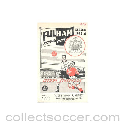 1956 - Fulham v West Ham United official programme 21/01/1956